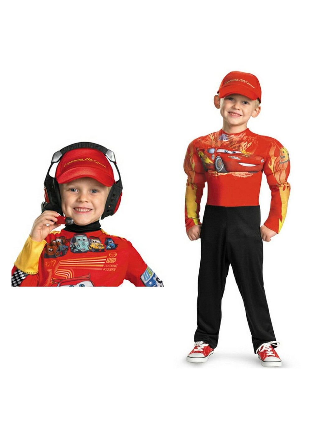 Lightning Mcqueen Boys Costume and Head Set Accessory Set - Movie Costumes