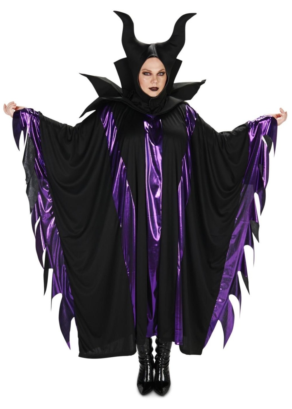 Zamtapary Women Maleficent Costume Black Witch Cosplay Costumes with Headwear