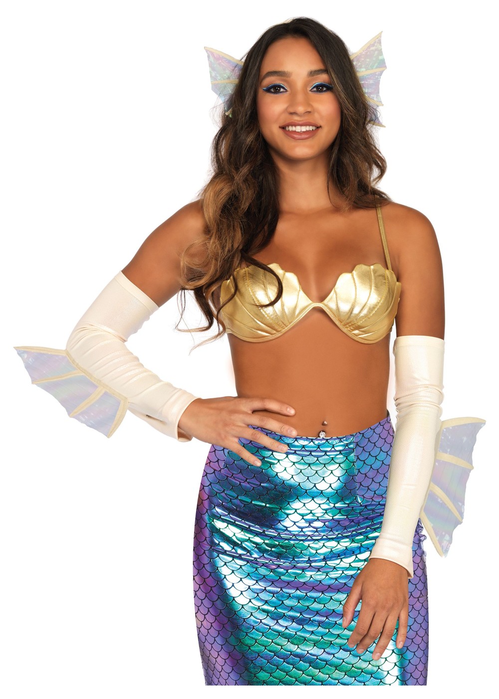 Mermaid Fin Ears And Arm Warmers Women Costume Accessory Kit
