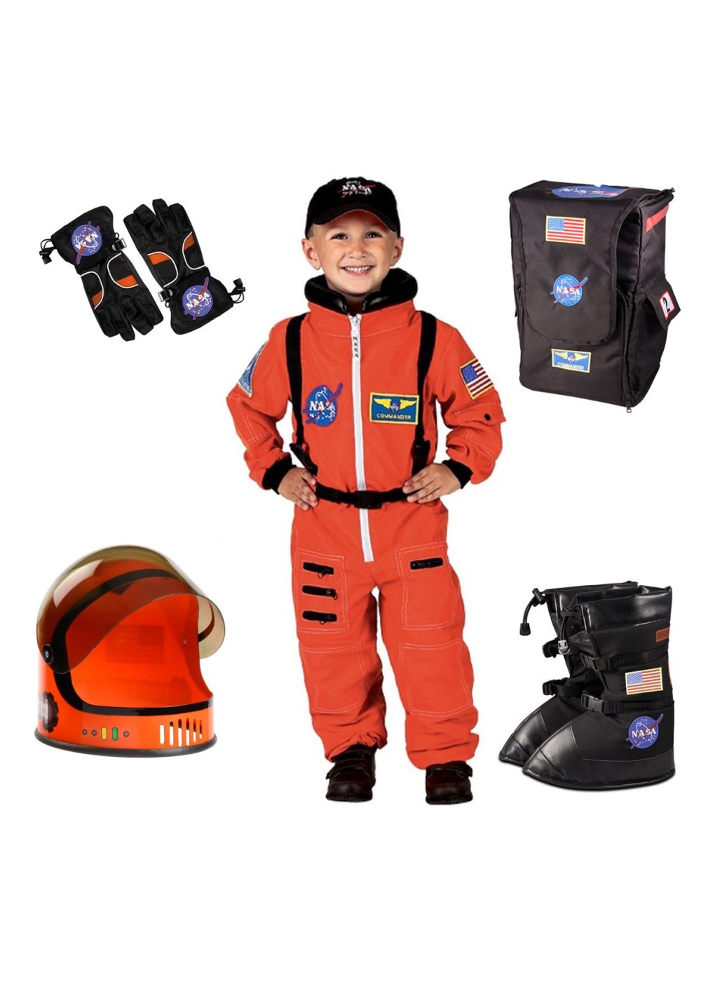 Nasa Orange Astronaut Boys Costume Set