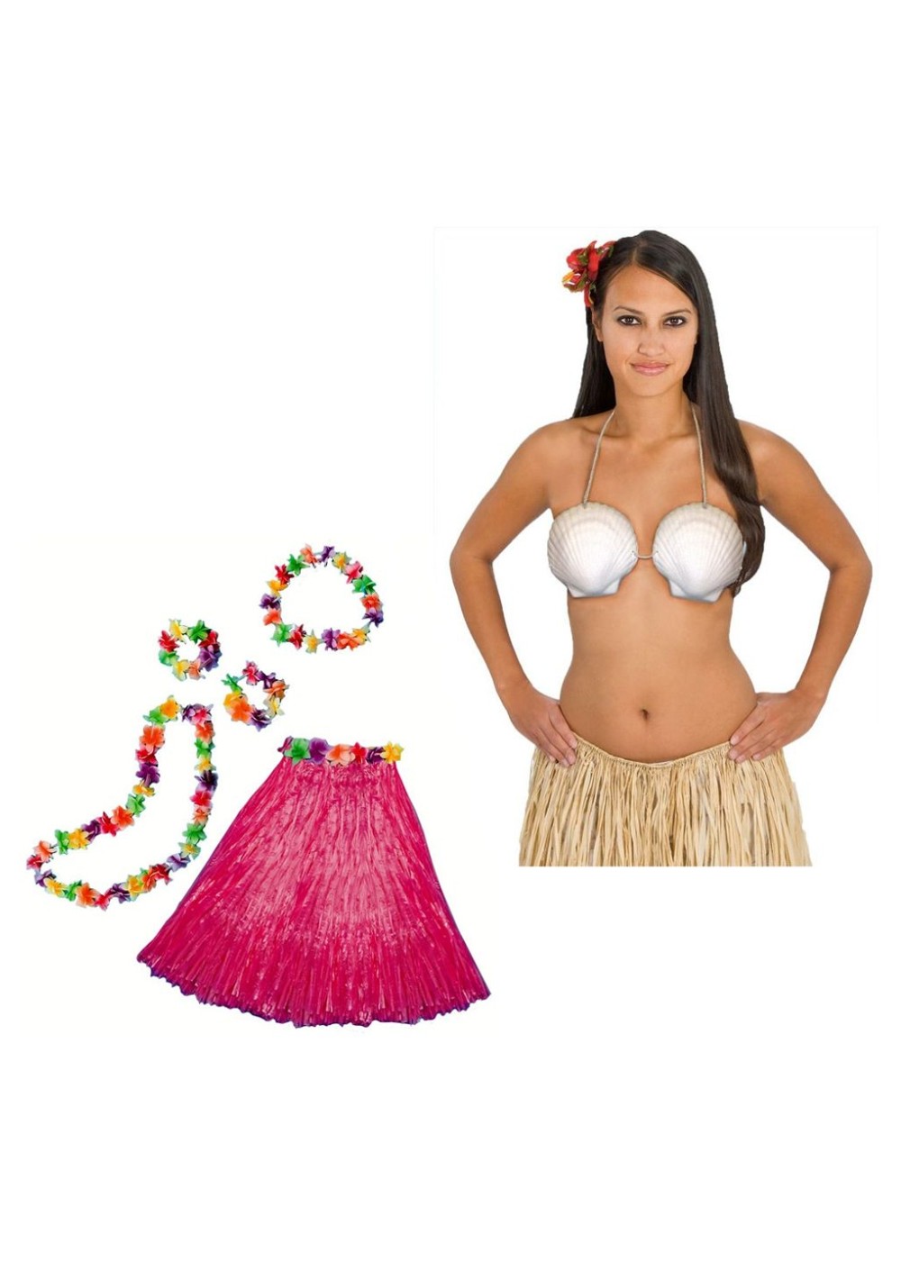 Womens Pink Aloha Costume Kit