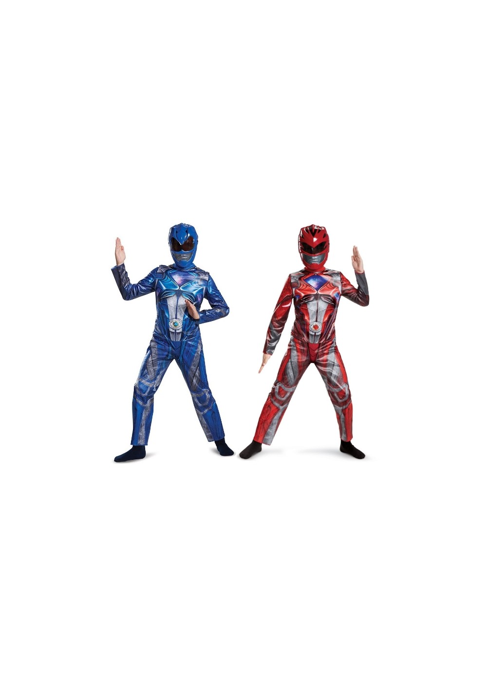 Red And Blue Kids Power Rangers Costume Duo.