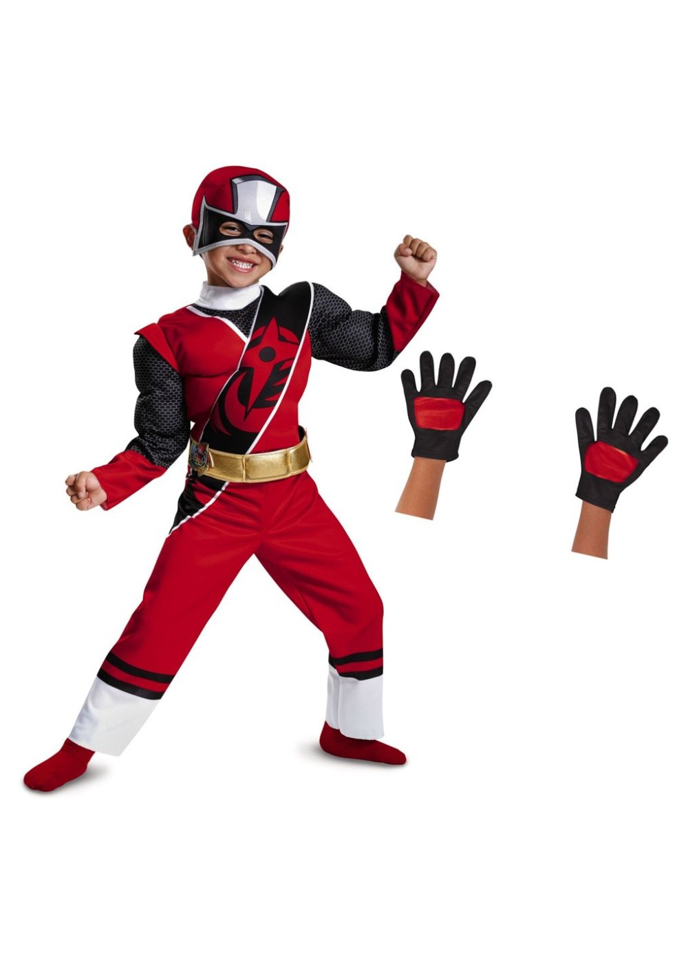 Red Power Ranger Toddler Boys Costume And Gloves Set