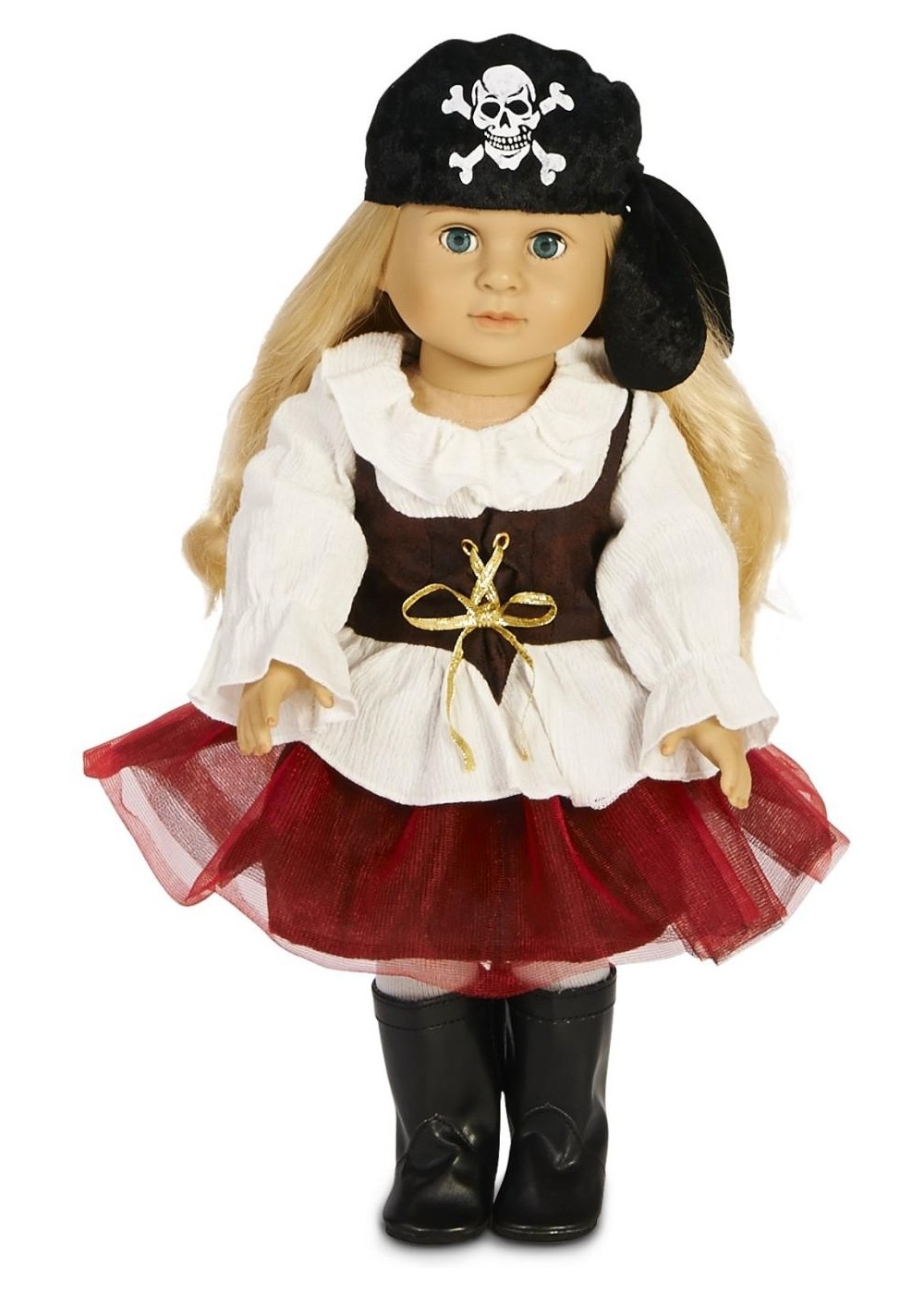 Kids Red Tutu Pirate Doll Costume