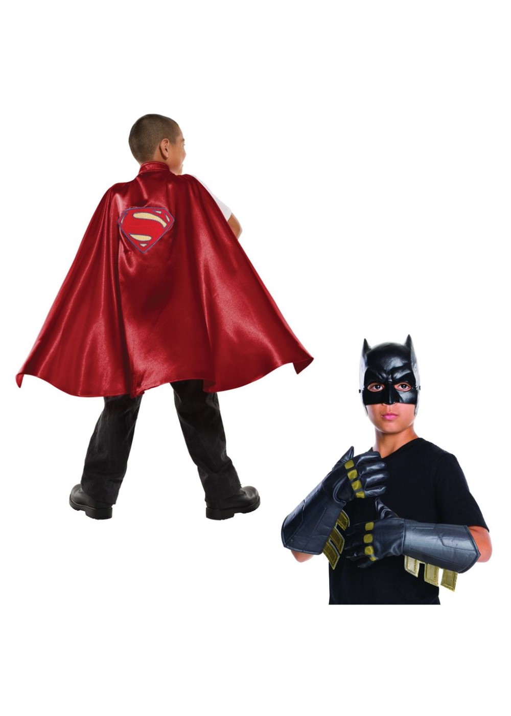 Boys Superman Cape And Batman Gauntlets Set