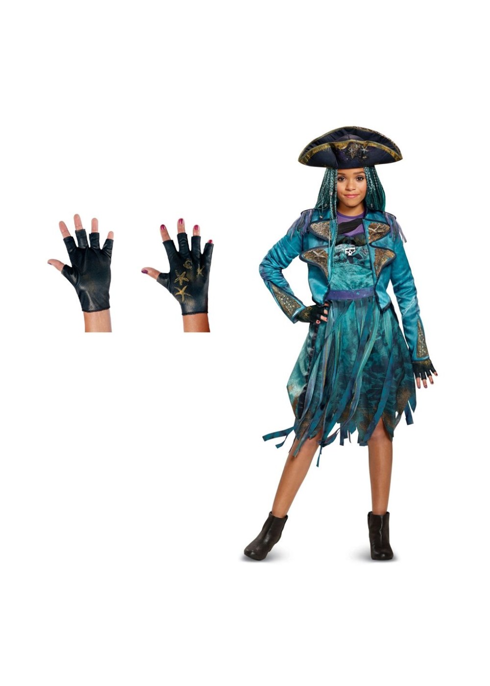 Descendants 2 Uma Girls Costume and Gloves Set - Disney 