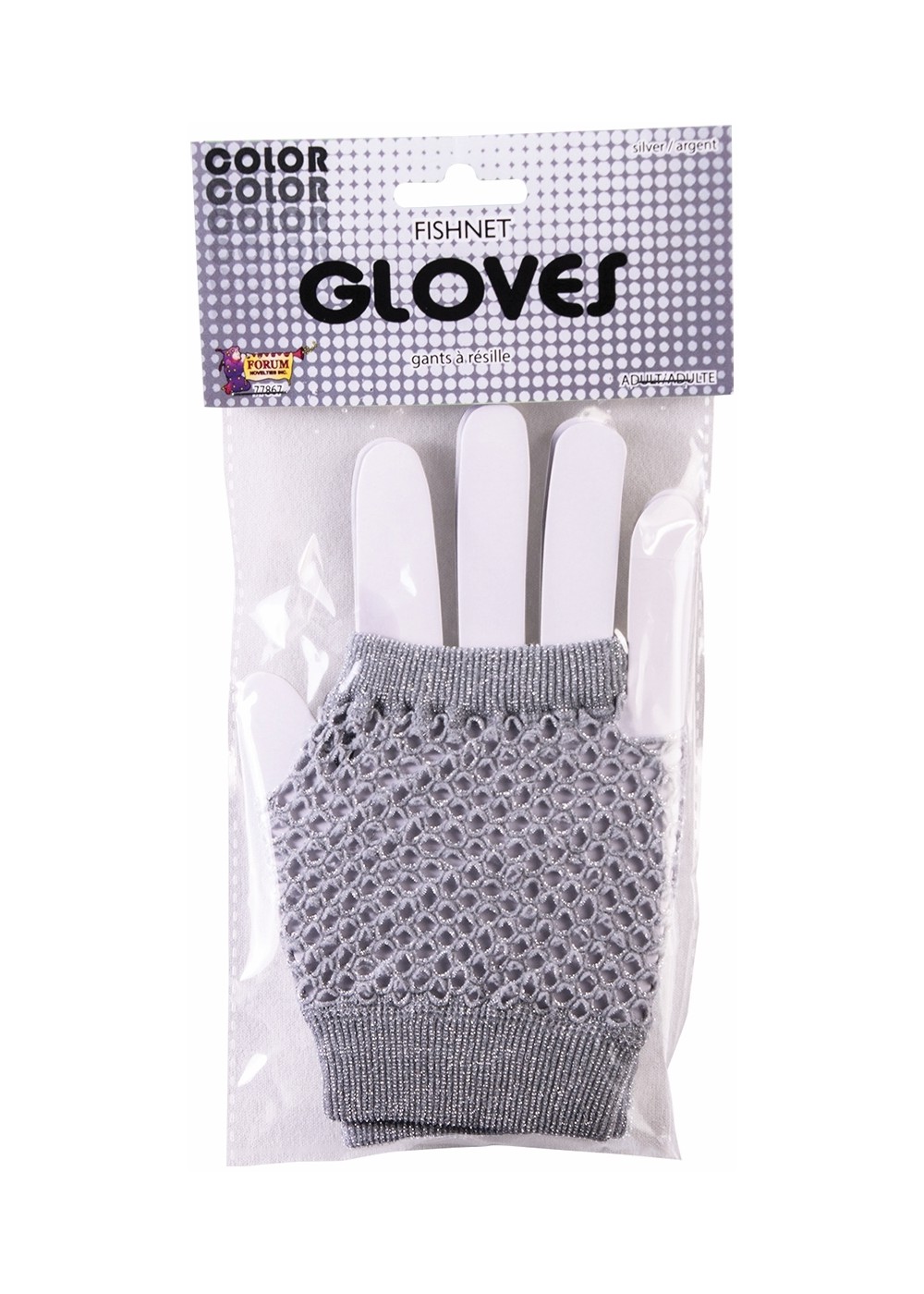 Womens Silver Metallic Fishnet Gloves