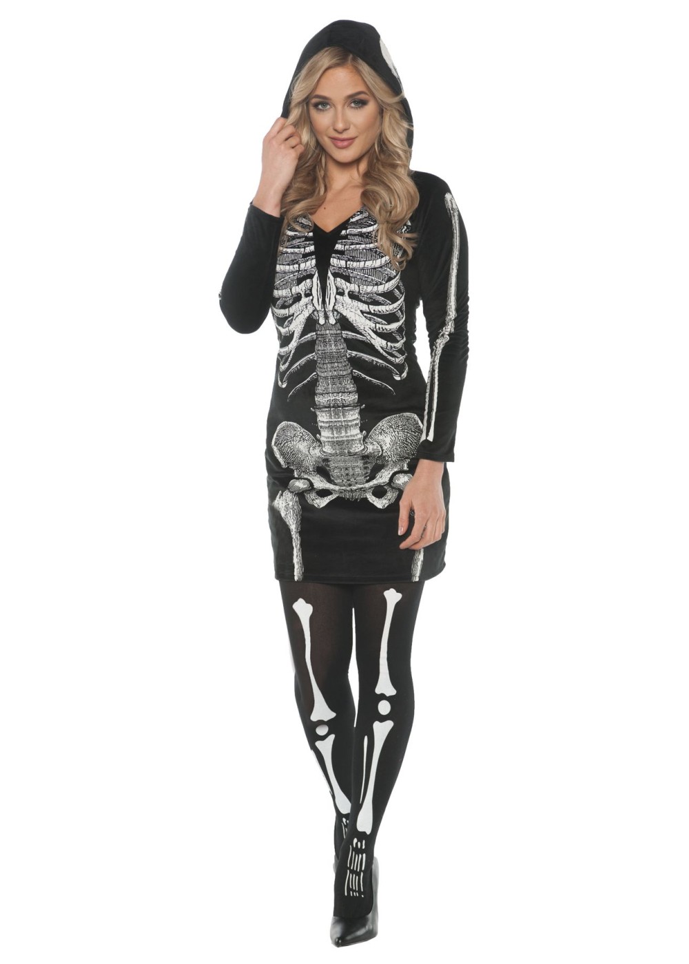 Womens Skeletal Hoodie Dress