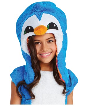 Kids Blue Penguin Hood Accessory