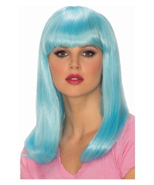 Blue Long Glow Women Wig