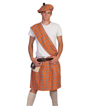 Orange Scottish Highlander Mens Costume