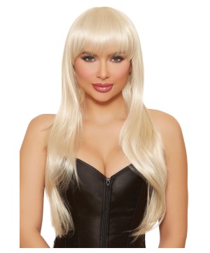 Platinum Blonde Long Bangs Wig