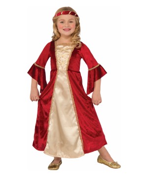 Girls Red Velvet Princess Costume - Renaissance Costumes