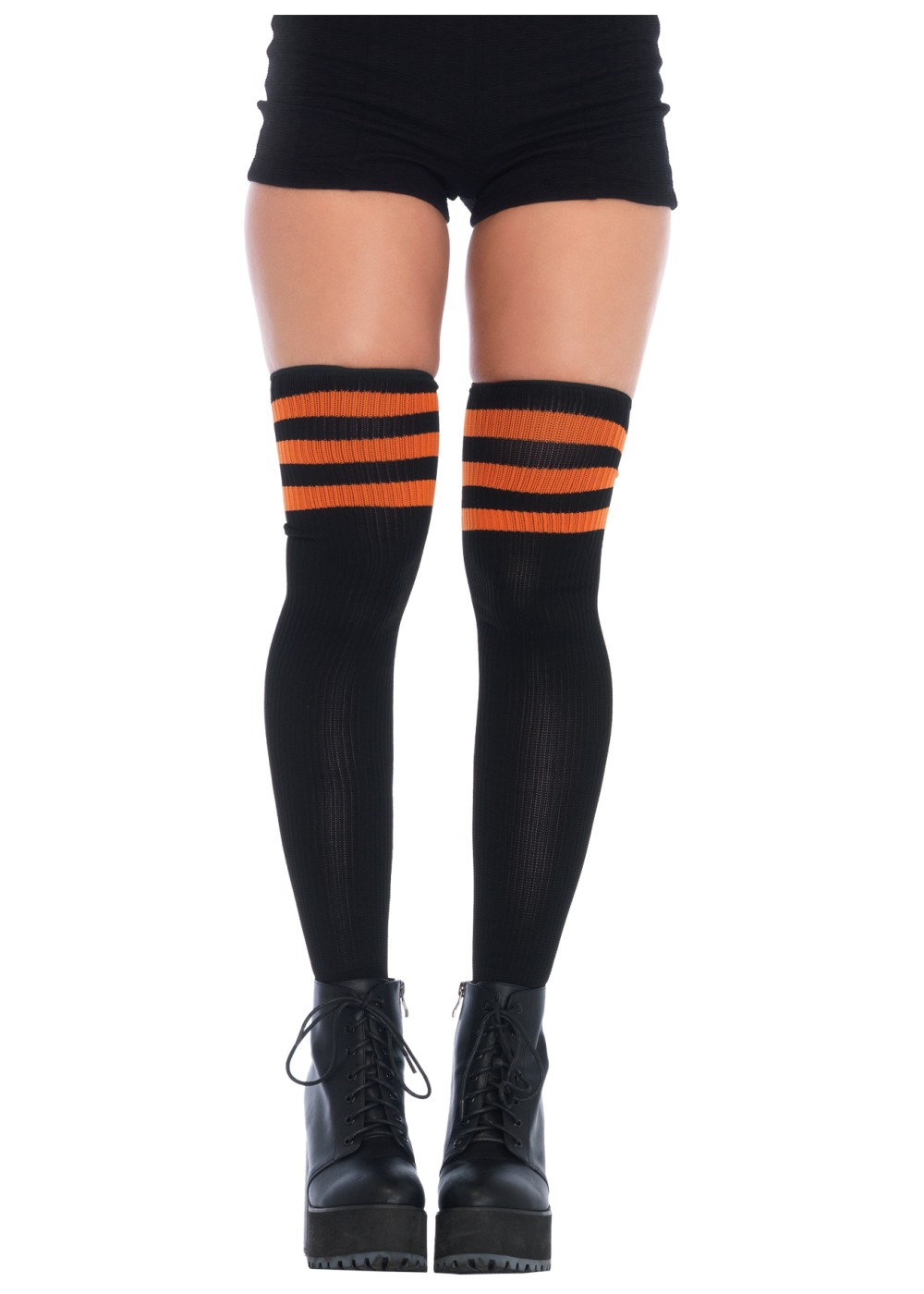 Black Red Striped Athletic Thigh Highs