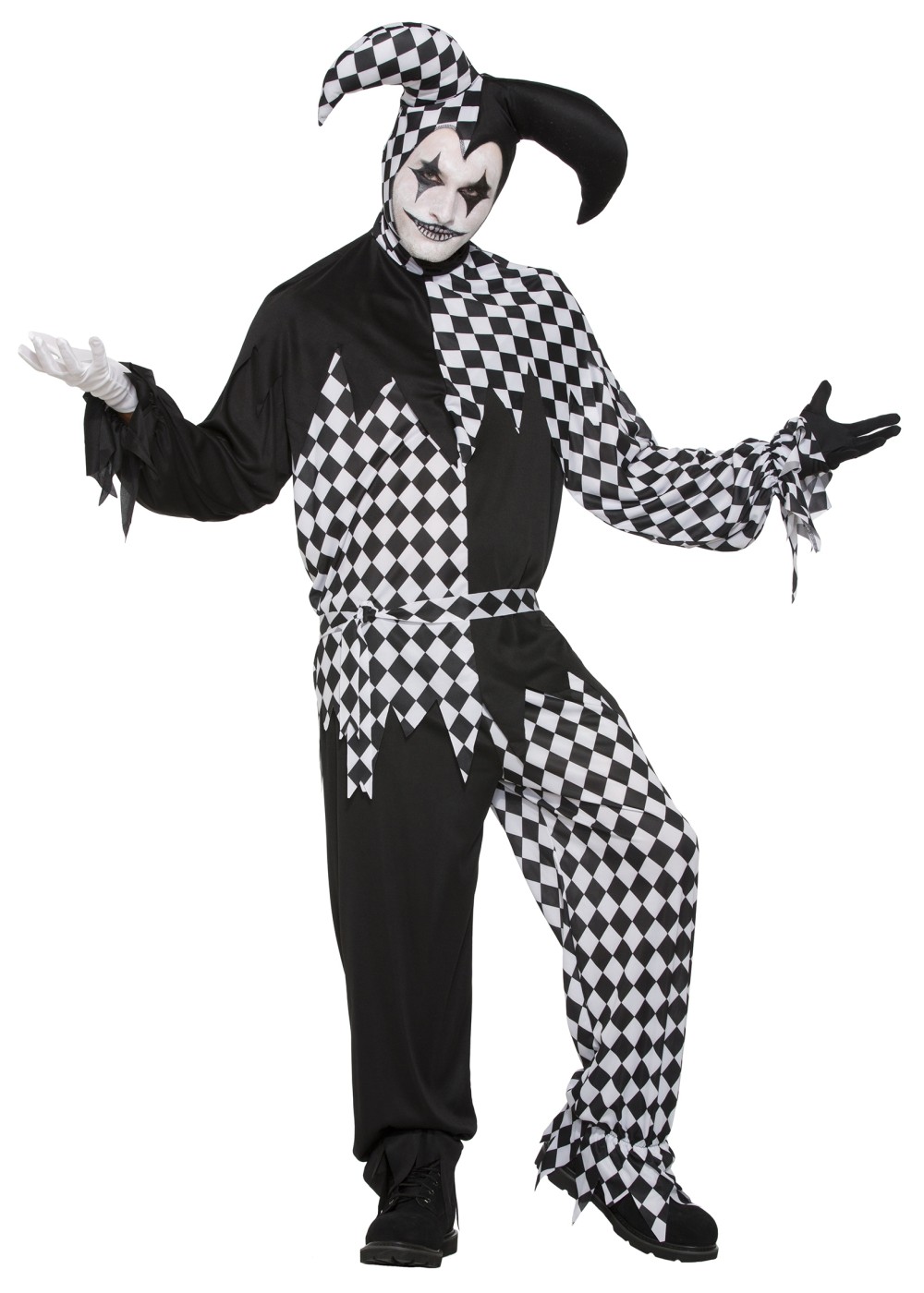 Mens Checker Jester Costume - Scary Costumes