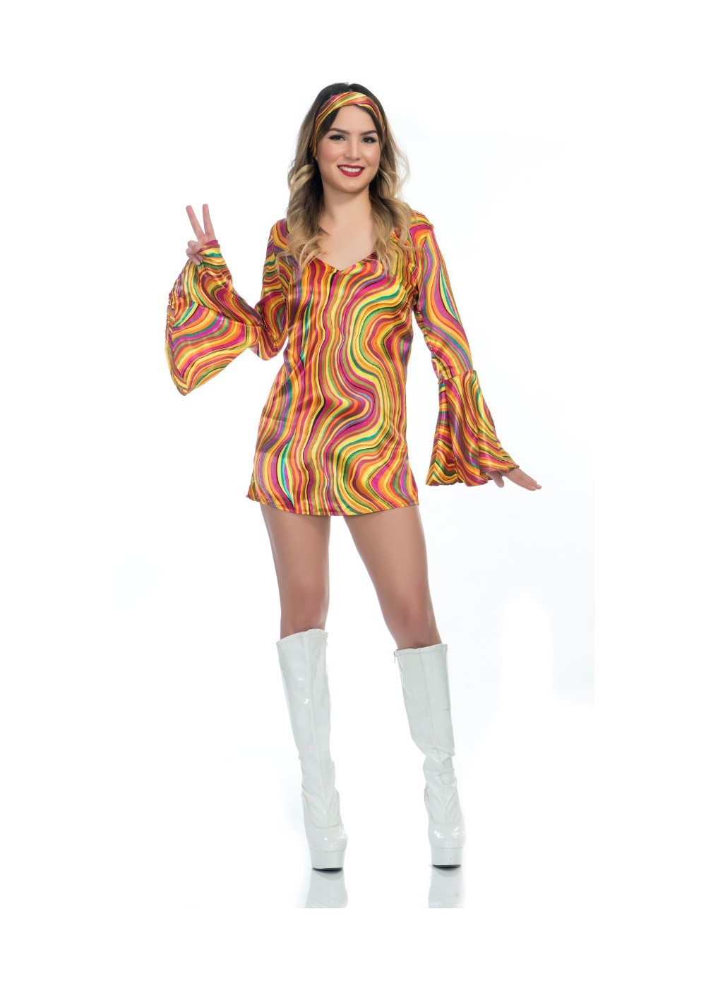 Rainbow Lights Disco Diva Women Costume - 1970s Costumes