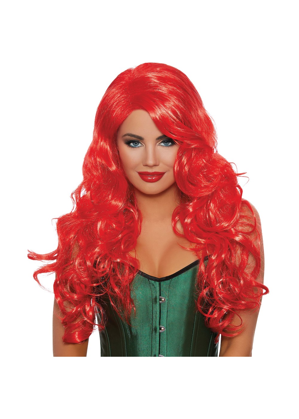 Flame Red Wavy Long Wig
