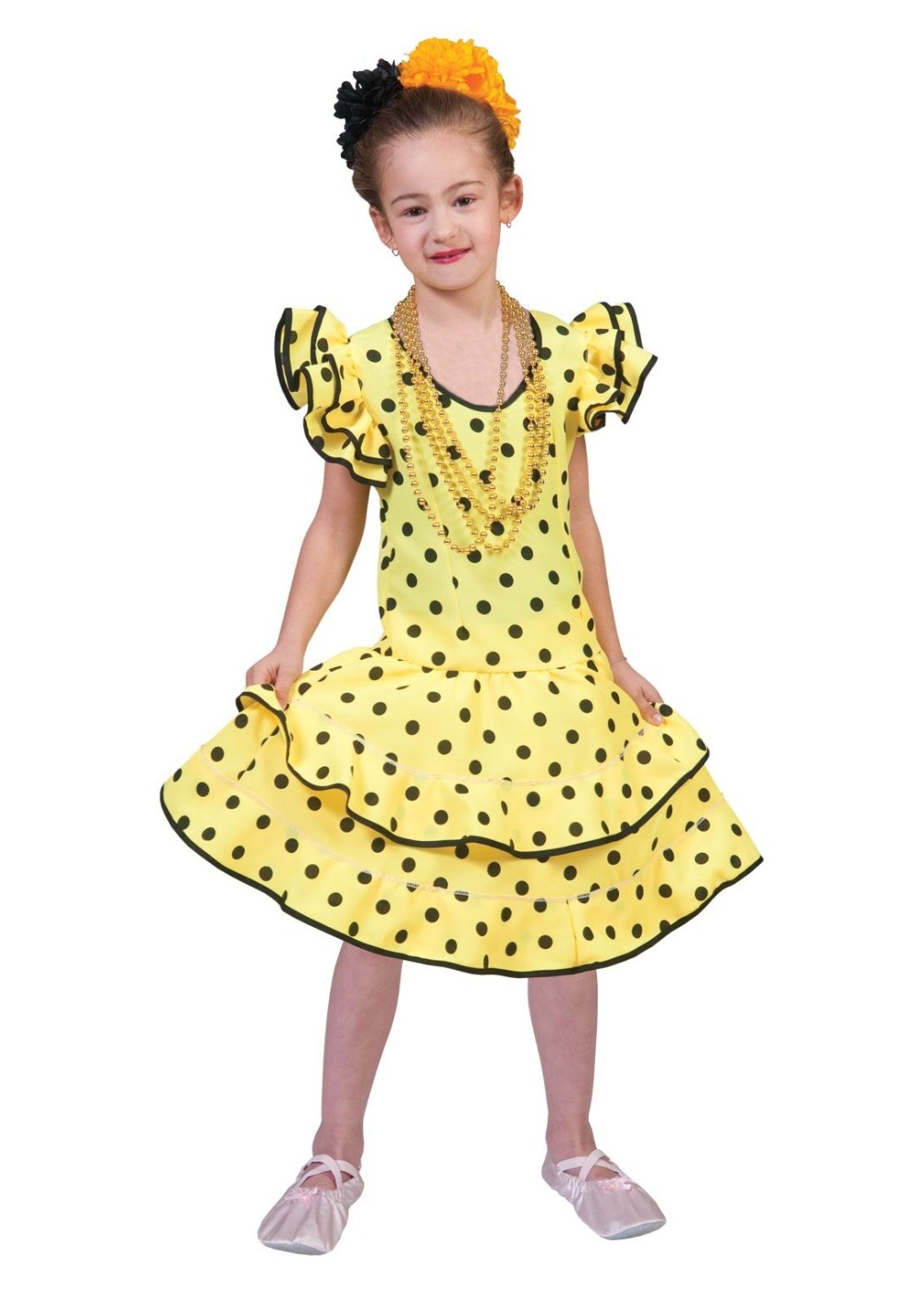 Kids Yellow Flamenco Girls Dress