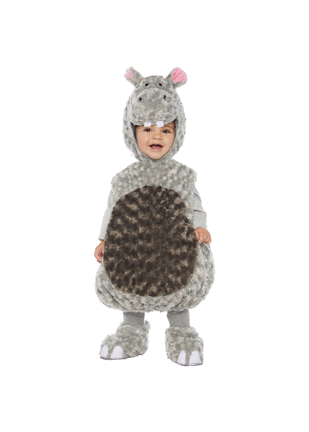 Grey Plush Swirl Hippo Baby Costume