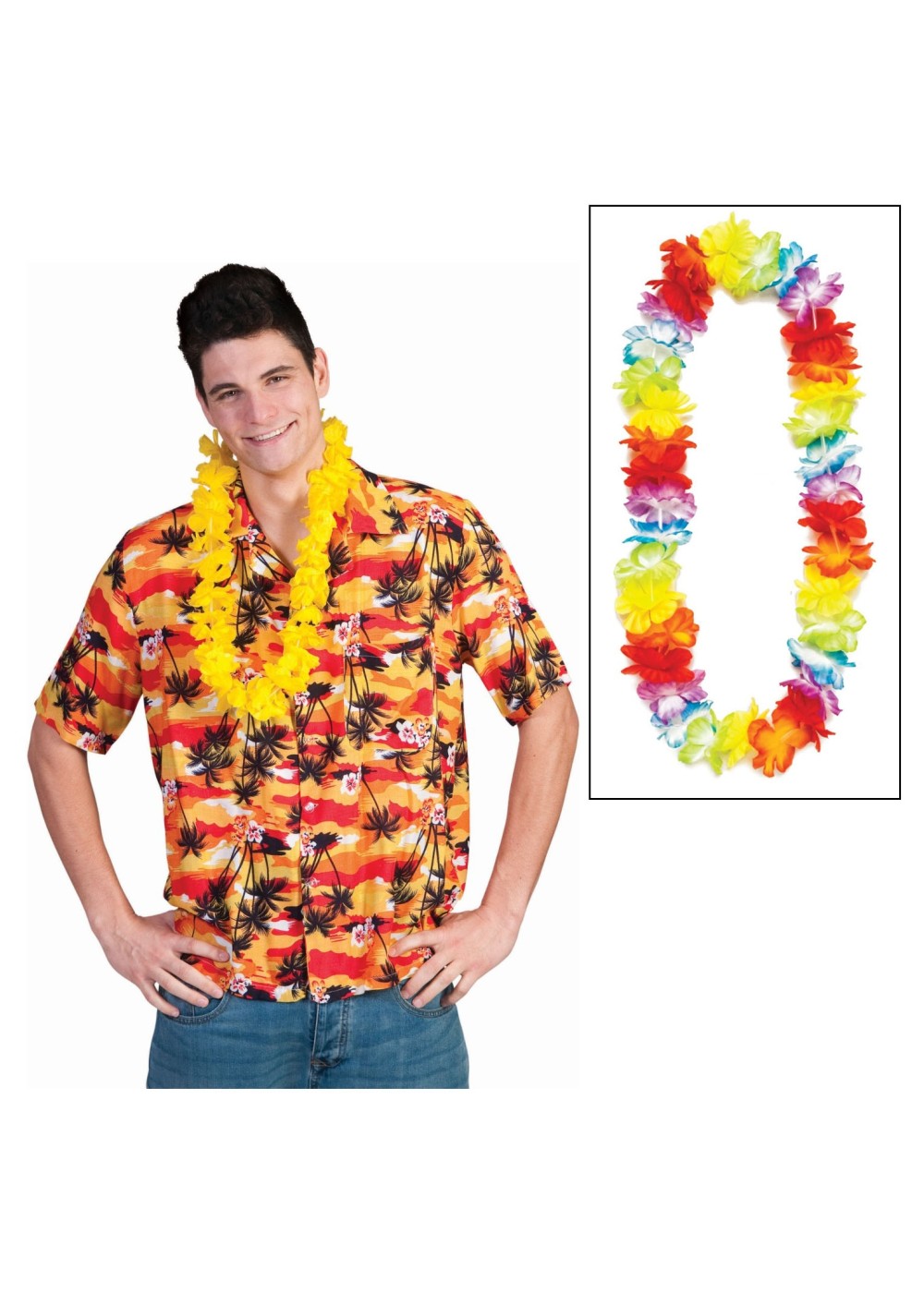 Tropical Palm Tree Shirt With Lei