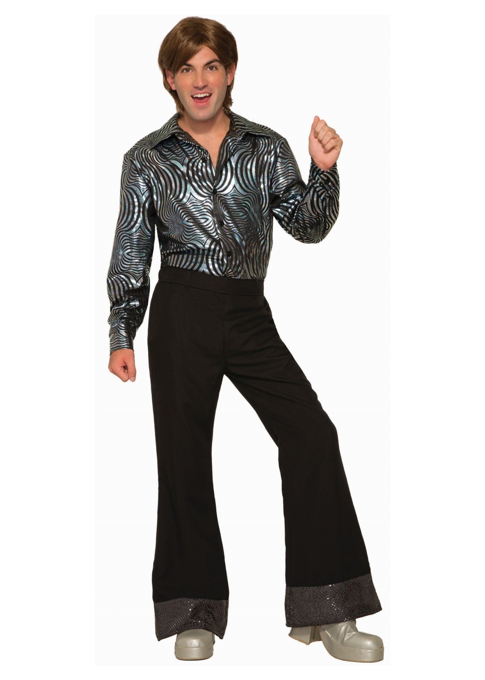 80s Mens Black Disco Pants Dancewear Costumes
