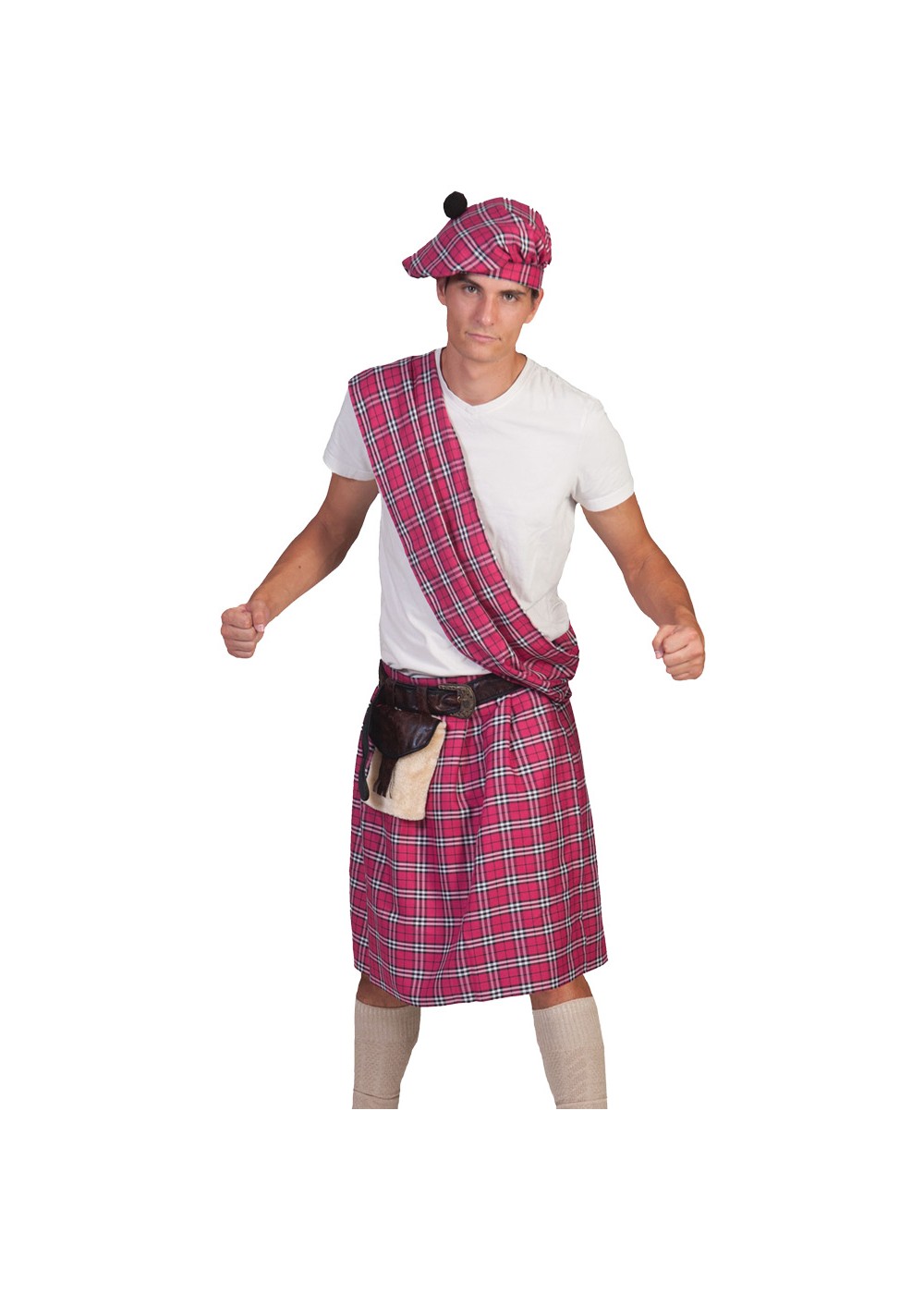 Pink Scottish Highlander Mens Costume
