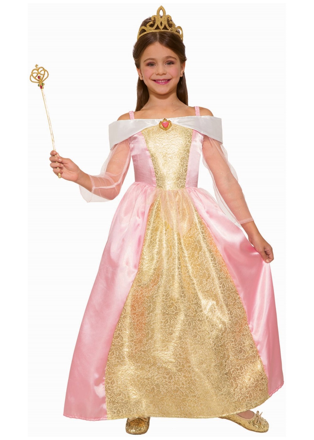 Kids Girls Princess Golden Rose Costume