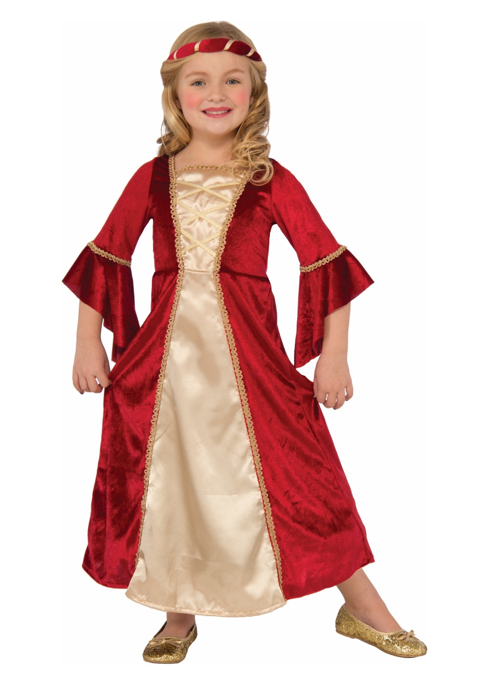 Kids Girls Red Velvet Princess Costume