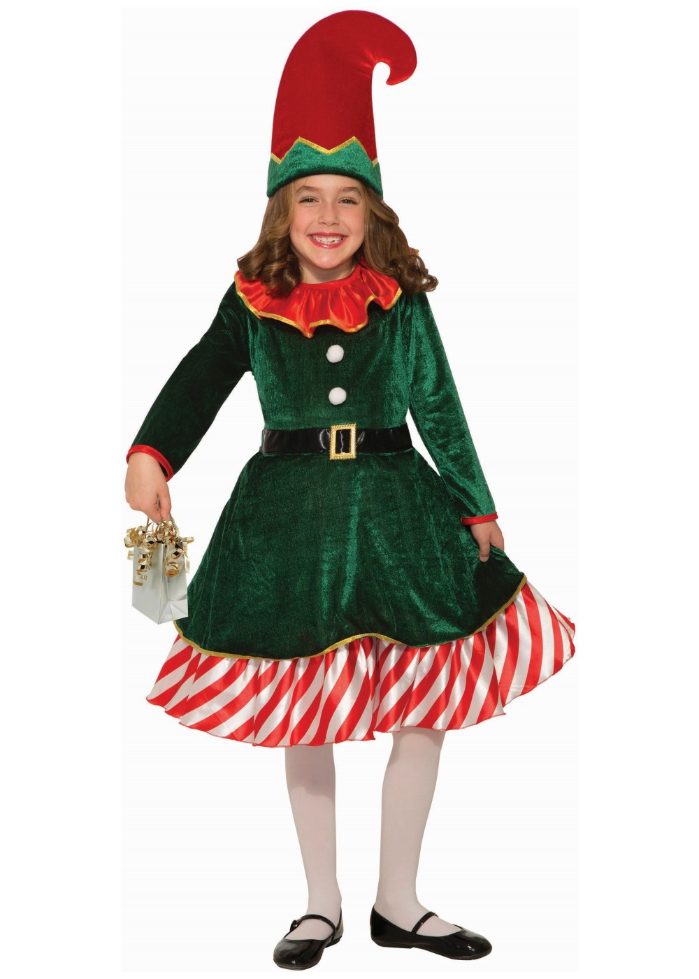 Kids Santa Little Elf Girl Costume