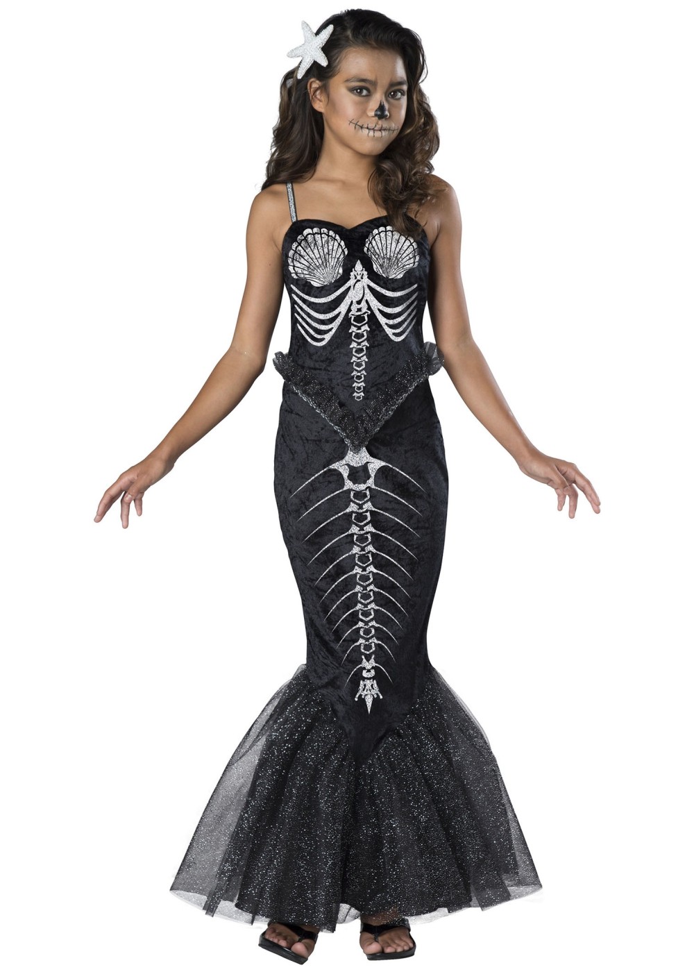 Kids Skeleton Mermaid Tween Costume