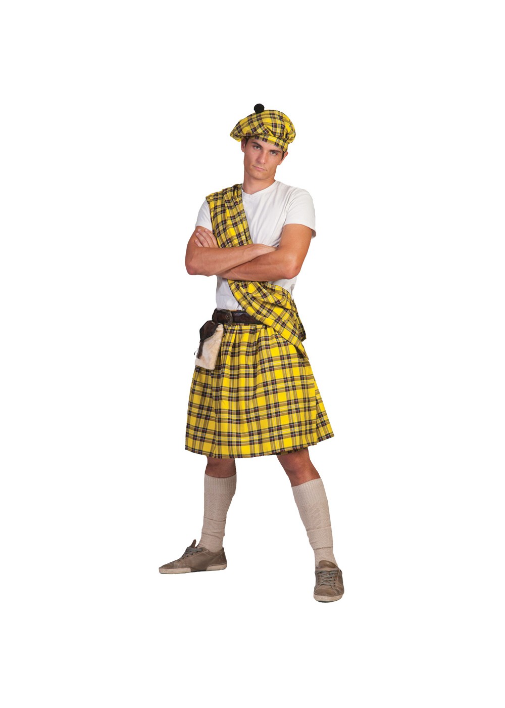 Yellow Scottish Highlander Mens Costume