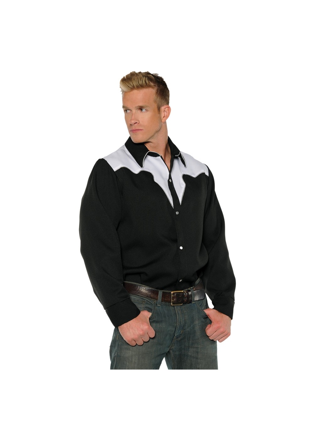 Mens Cowboy Shirt Black/white - Accessories