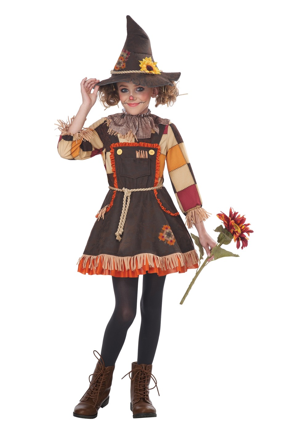 Kids Patchwork Scarecrow Girls Costume