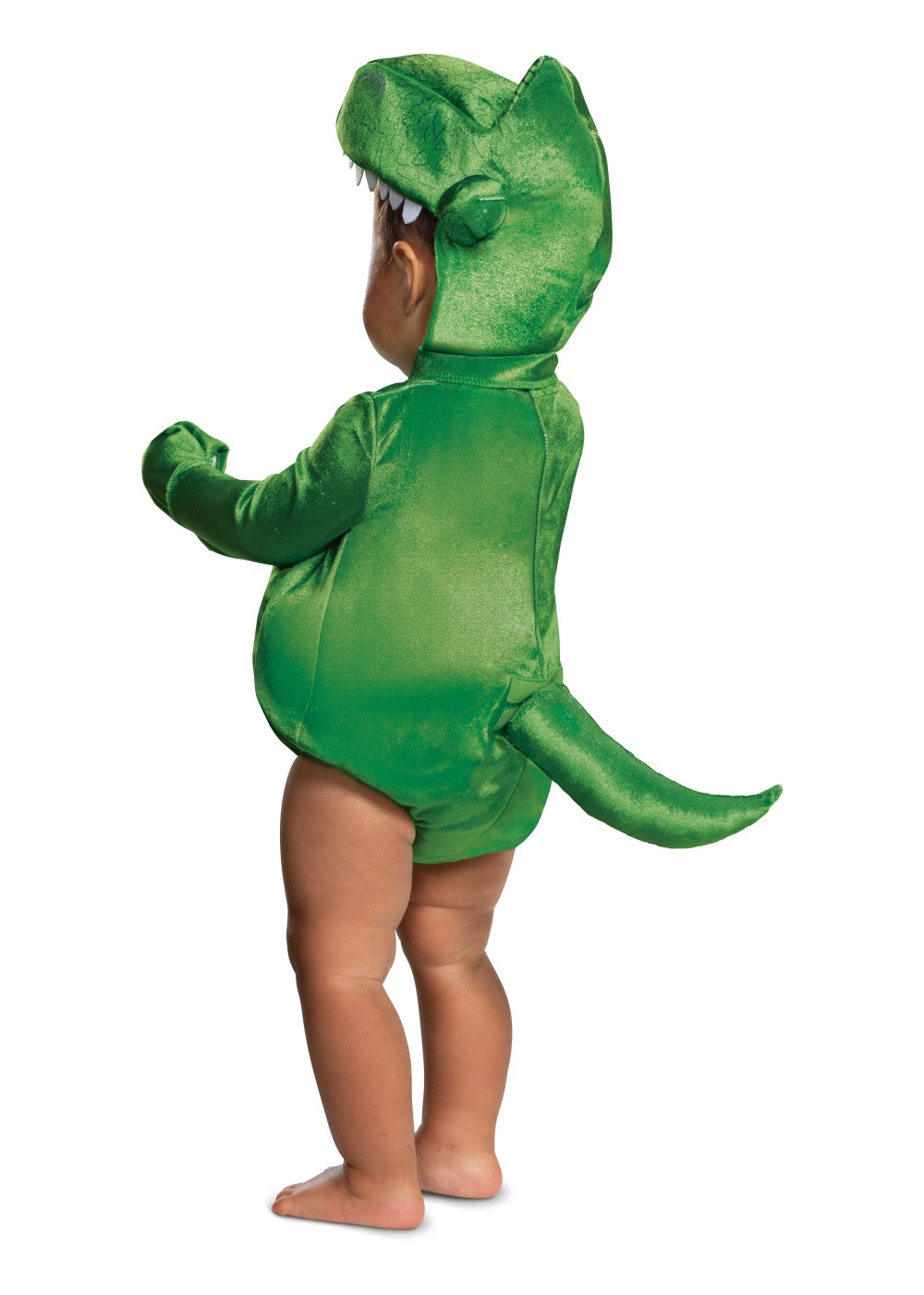 Fun World Costume Neonato Piccolo T-Rex - 6/12 Mesi - Morbida Tutina Verde Con Coda E Cappuccio A Testa Di Dinosauro