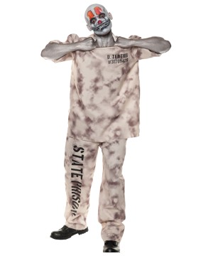 Adult Zombie Convict Costume Male Prisoner Halloween Mens Fancy Dress Outfit New 