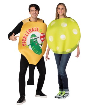 Pickle Ball Paddle and Ball Couple Costume Adult