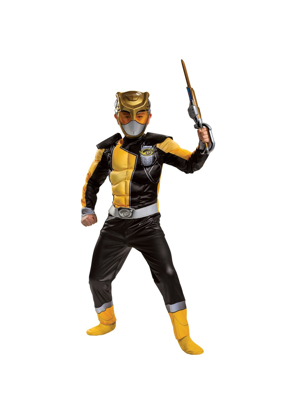 Boys Gold Ranger Muscle Costume Beast Morphers