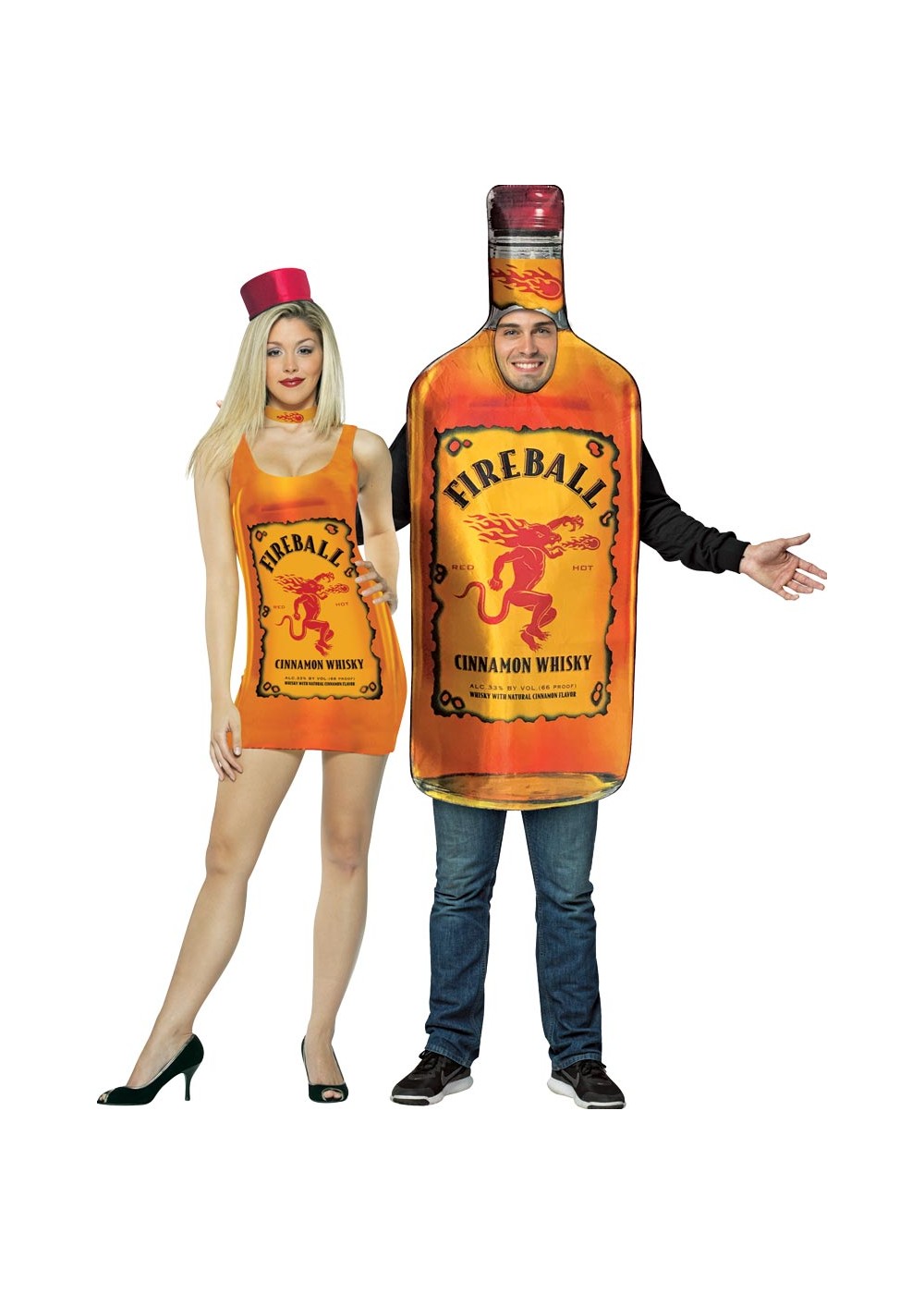 Fireball Dress And Bottle Couple Costume
