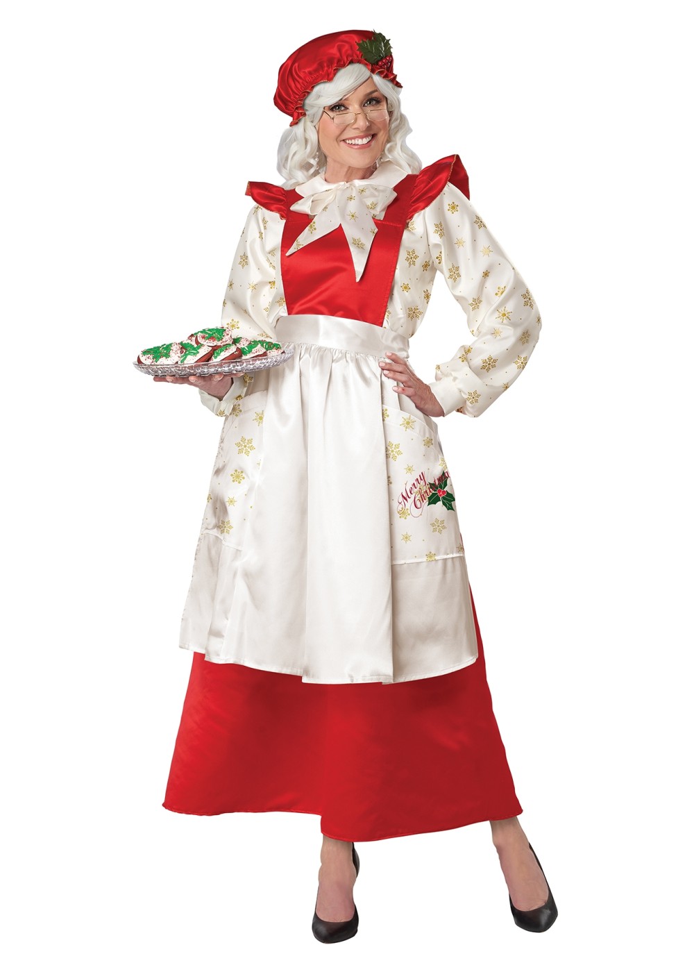 Mrs. Claus Pinafore Dress With Apron Women Costu