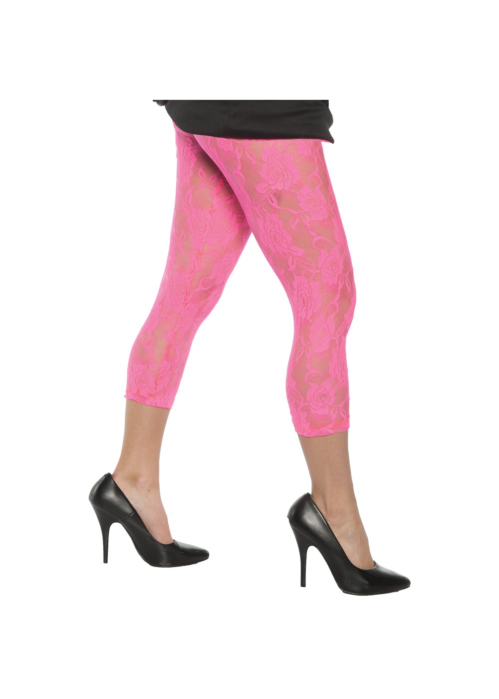 Neon Pink Lace Leggings 