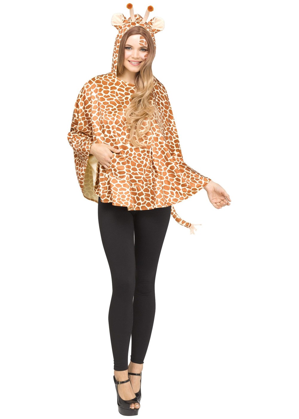 Giraffe Hooded Poncho Womens Costume