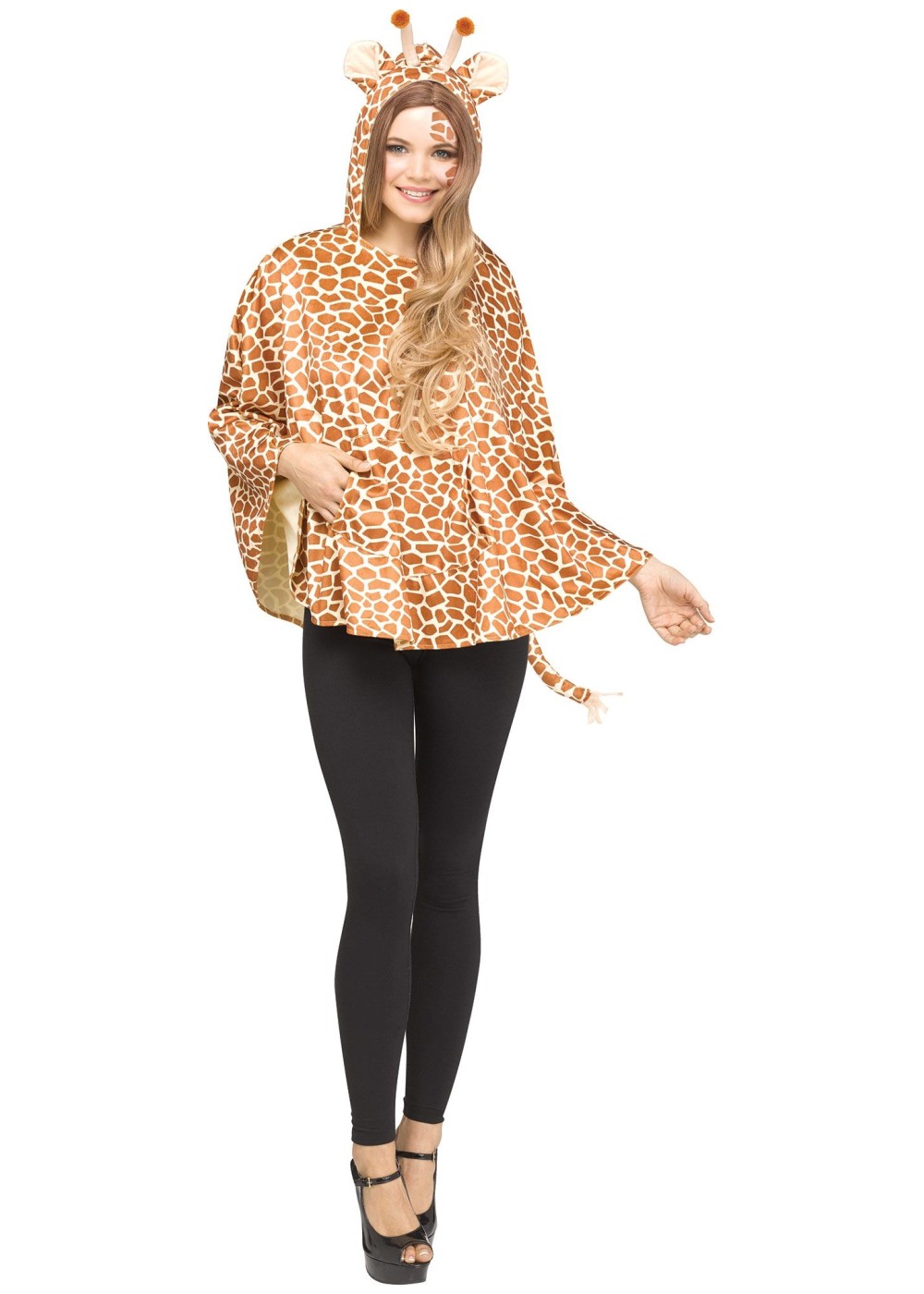 Giraffe Hooded Poncho Womens Costume - Animal Costumes