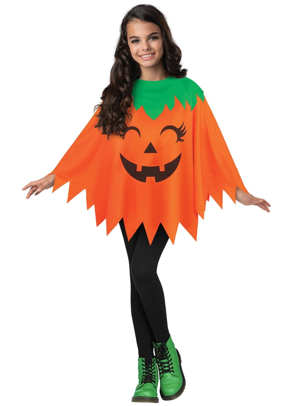 Kids Pumpkin Poncho Child Costume