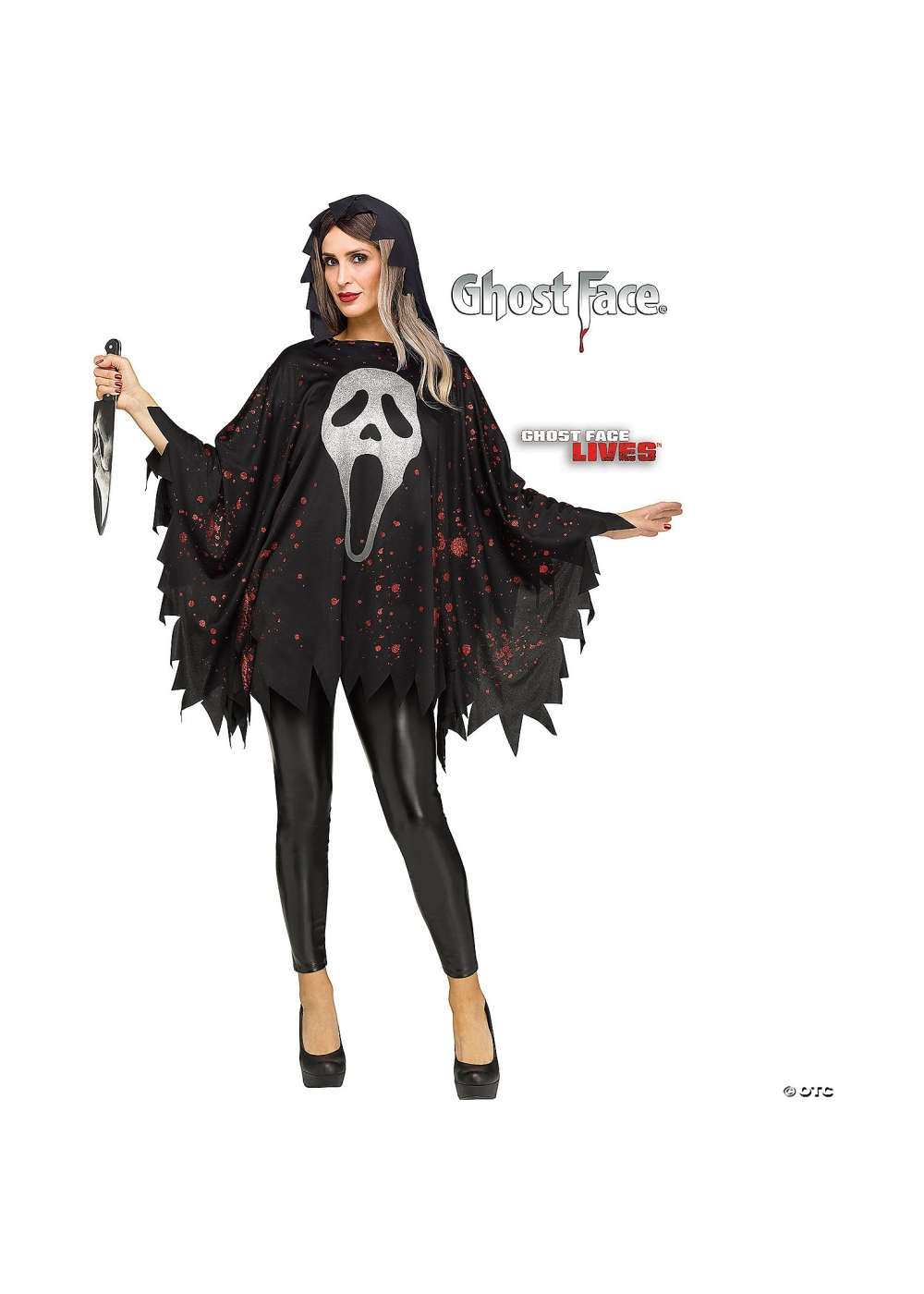 Womens Glittering Ghost Face Poncho